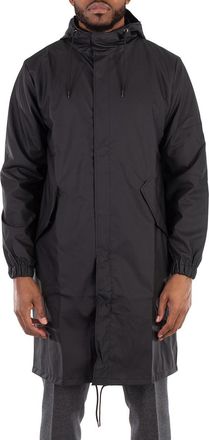 Rains Mens Black Fishtail Raincoat Parka