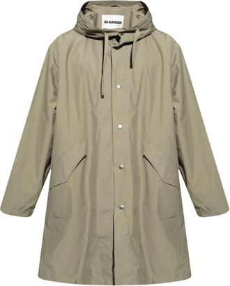 Jil Sander Hooded Coat - Heren - Parka Jassen - Groen - M - Katoen - Jassen