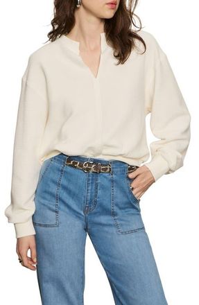 Sanctuary Split Neck Cotton Blend Rib Top in Chalk White at Nordstrom, Size X-Large