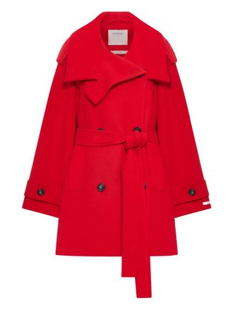 Sportmax Red Notched Lapel Trench Coat