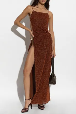 Os&eacute;ree Dress With Lurex Thread, Womens, Brown