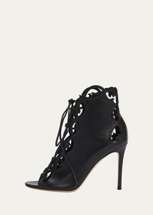 Gianvito Rossi 95mm Nappa Leather Lace-Up Booties