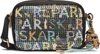 Karl Lagerfeld Maybelle Sequin KL Crossbody in Black Multi at Nordstrom