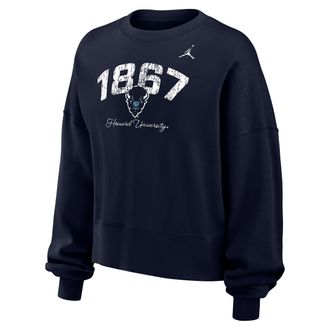 Nike Jordan Womens Jordan College (Howard University) Phoenix Fleece Crew-Neck Sweatshirt in Blue | W33302HOWD25-NVY