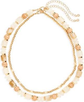 Nordstrom Rack 2-Pack Assorted Beaded Necklace Set in White Multi- Gold at Nordstrom Rack