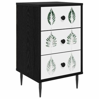 vidaXL Mesa De Noche Hanau Roble Negro 36 X 33 X 61 Cm Vidaxl
