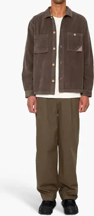 Folk Anniversary Patch Overshirt In Rich Brown Chunky Cord