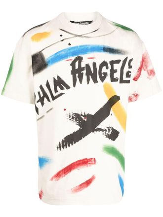 Palm Angels T-shirt met print - Beige