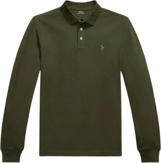Ralph Lauren Tops, Heren, Groen, M, Katoen, Custom Slim Fit Stretch Mesh Polo Shirt