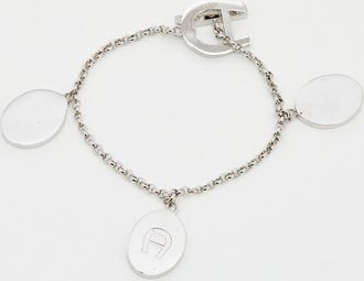 Aigner Crystals Mother Of Pearl Silver Tone Metal Bracelet