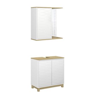 Vicco Conjunto De Muebles De Ba&ntilde;o Livia, Blanco/roble, 2 Partes