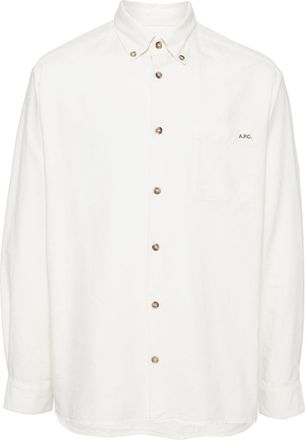 A.P.C. logo-embroidered organic cotton shirt - men - Cotton - M - White