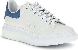 Alexander McQueen Mens Leather Sneakers White-Paris Blue Trainers White/paris