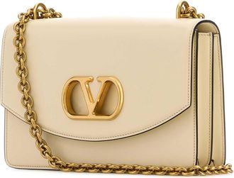 Valentino Garavani Womens Ivory Leather Vain Shoulder Bag Butterwhite Calf - Bos Taurus Borse A Tracolla