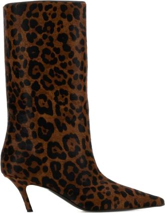 Amina Muaddi Stivali Fiona con stampa 60mm - Marrone