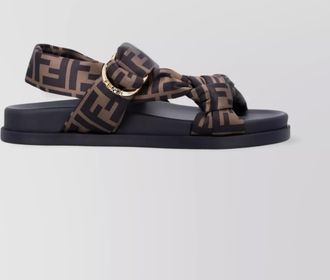 Fendi satin ff buckle strap sandals