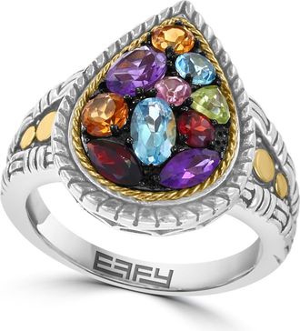 Effy Two-Tone Semiprecious Stone Pear Signet Ring in Silver Multi at Nordstrom Rack, Size 7