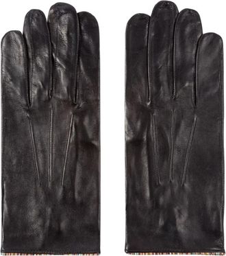Paul Smith Stripe Piping Leather Glove - Heren - Handschoenen - Zwart - M - Leer - Accessoires