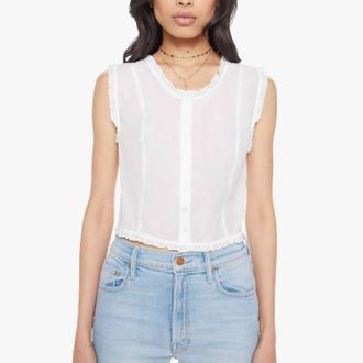 Mother Sweetheart Sleeveless Scoop Neck Blouse In Bright White