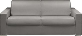 Vente-Unique Sof&aacute; cama de 4 plazas tipo italiano de piel sint&eacute;tica CALITO - Gris - Cama de 160 cm - Colch&oacute;n de 18 cm con memoria de forma