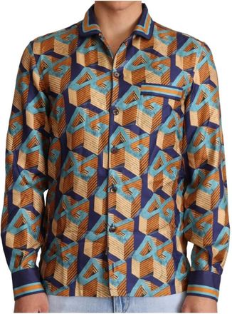 Dolce & Gabbana Geometric Print Silk Shirt - Heren - Casual Overhemden - Veelkleurig - 2XS - Overhemden