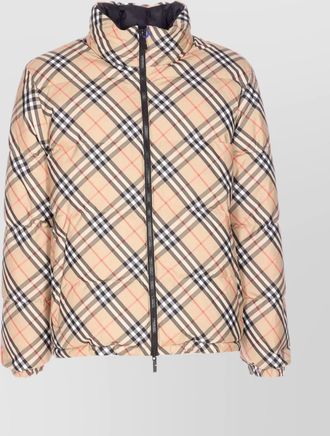 Burberry quilted down jacket check motif