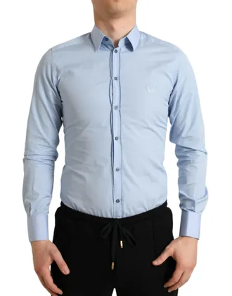 Dolce & Gabbana 100% Cotton Poplin Shirt - Blue