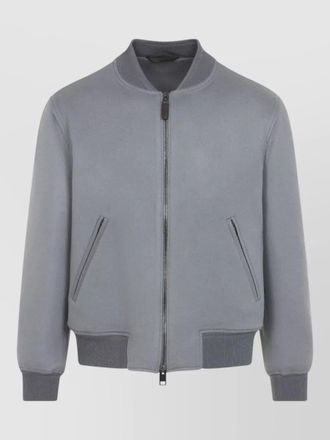 Brioni cashmere wool ribbed bomber jacket