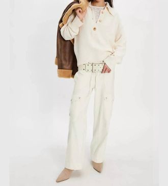 Free People Trading Up Polo Sweater In Enchanted Oak