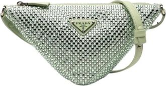 Prada Pre-owned Satin Schoudertas - Dames - Vintage Schoudertas - Groen - ONE Size - Leer - Vintage