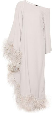 Taller Marmo Ubud Extravaganza maxi dress - women - Acetate/Ostrich Feather/Viscose - 44 - Grey