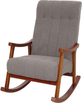 Hhg Silla Mecedora Hhg 862, Sill&oacute;n Relax, Madera Mvg, Tejido Boucl&eacute; (450 G/m&sup2;), Gris, Estructura Con Acabado En Nogal