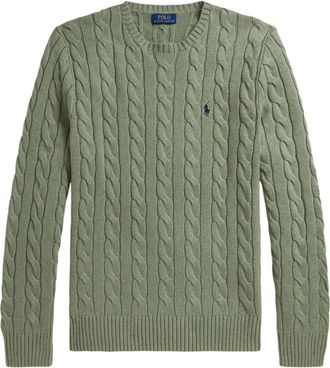 Polo Ralph Lauren cable-knit long-sleeved sweater - men - Cotton - M - Green