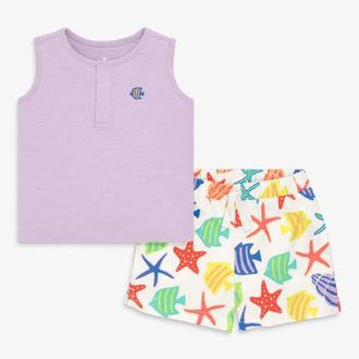 primary Baby Henley Tank Set in Ivory Under The Sea at Nordstrom, Size 18-24M