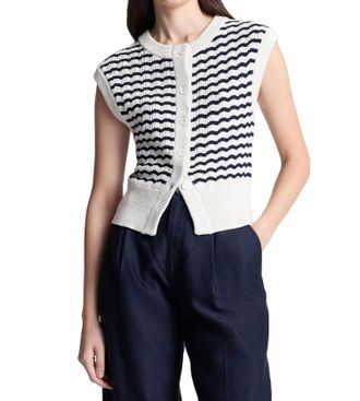 A.L.C. Margo Sleeveless Sweater Top In Parchment/navy Stripe