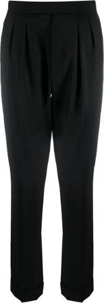 Ralph Lauren Seina geplooide broek - Dames - Slim Fit Broeken - Zwart - M - Wol - Broeken