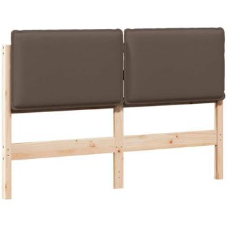 vidaXL Upholstered Headboard Natural and Taupe 135 cm Solid Pine Wood vidaXL