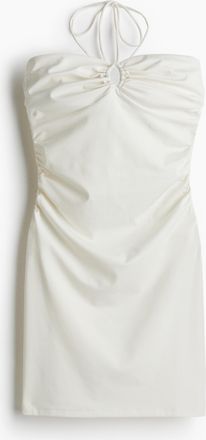 H&M Gerafftes Neckholderkleid - White