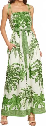 Flying Tomato Palm It Like It Is Jumpsuit In Green / Ivory
