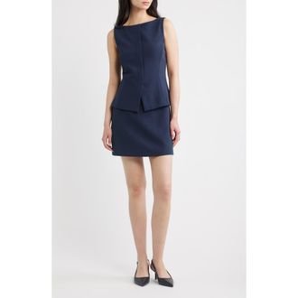 Theory Boat Neck Minidress in Nocturne Navy at Nordstrom, Size 14