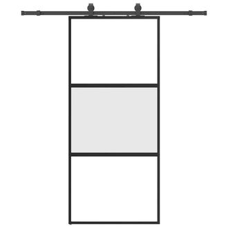 Berkfield Home Sliding Door with Hardware Set Black 90x205 cm Tempered Glass