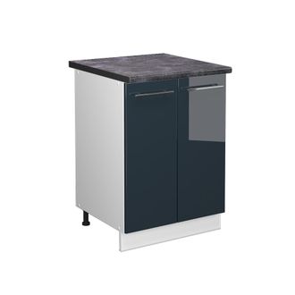 Vicco Mueble Bajo De Cocina Fame-line, Azul Oscuro Alto Brillo, 60 Cm, Et Antracita Vicco