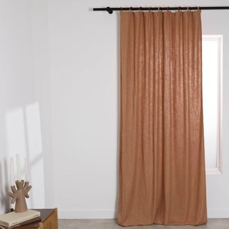 Maisons du monde Cortina de viscosa y lino, color melocot&oacute;n, con anillas bicolor