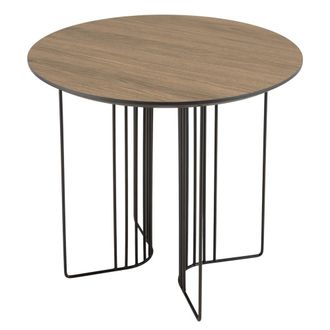 Macabane Mesa auxiliar biselada 50x50cm moka gr&aacute;fica patas metal