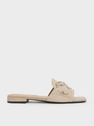 Charles & Keith Kori Suede Lace-Up Slide Sandals