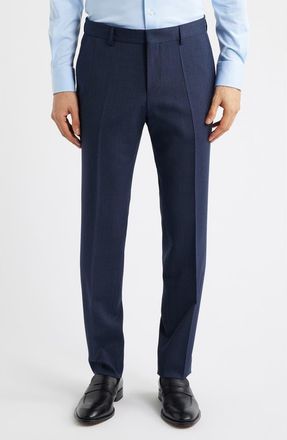 BOSS Genius Slim Fit Virgin Wool Dress Pants in Dark Blue at Nordstrom, Size 38