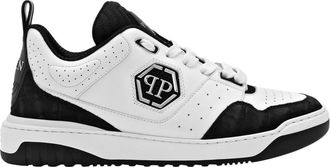 Philipp Plein Schoenen, Heren, Wit, 41 EU, Leer, Croco Printed Leather Lo-Top Sneakers