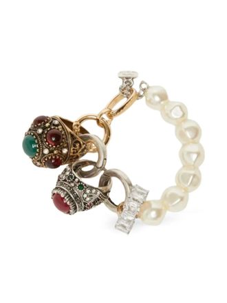 Max Mara ring-charm bracelet - women - glass/Metal/Acrylic - One Size - White