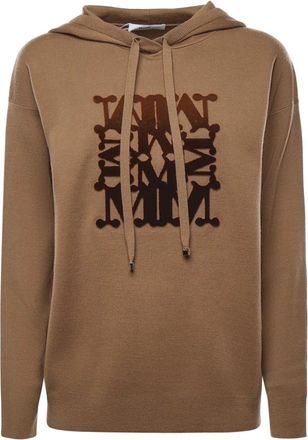 Max Mara Virgin Wool Hoodie - Dames - Hoodies - Bruin - S - Wol - Hoodies & sweatvesten