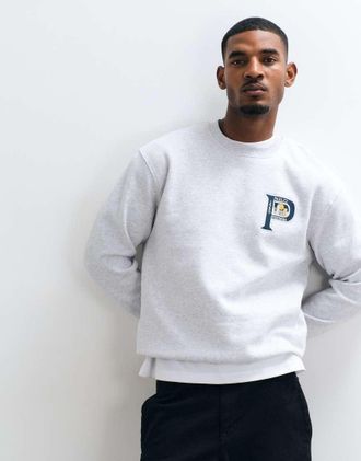 Parlez Clothing felpa oversize con stampa logo sul petto in grigio m&eacute;lange-Nero